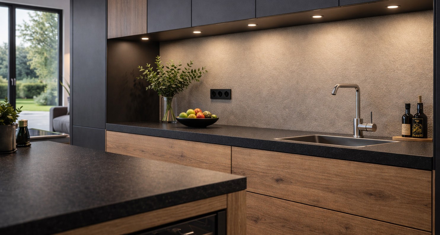 Kitchen with furniture lighting and rangeX Smart-Link control